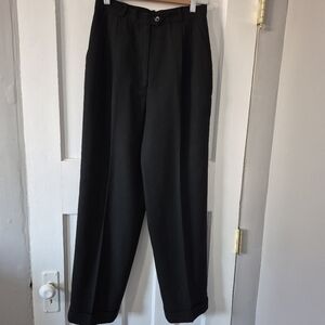 Lauren Ralph Lauren Pleated High Rise Worsted Wool Trouser Pants Black S6 P